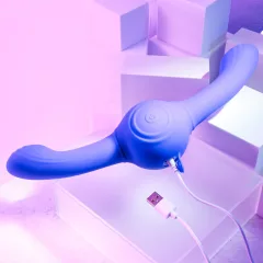   Evolved - dvojitý vibrátor s vibračnou funkciou - nabíjací, fialový