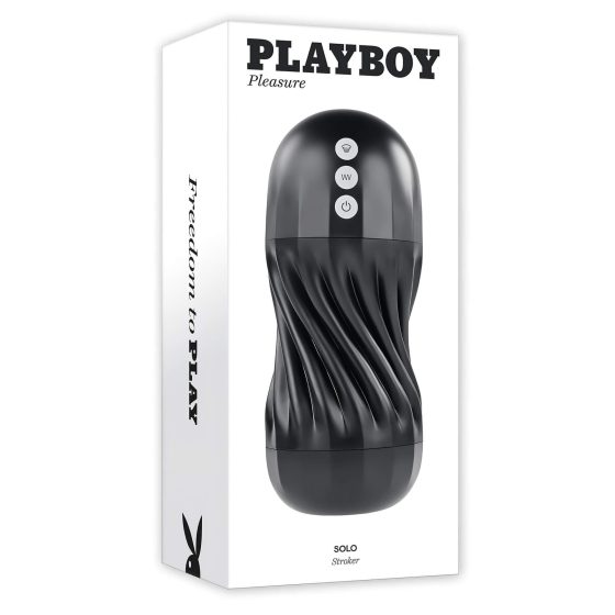 Playboy Solo Stroker - nabíjateľný sací masturbátor (čierny)