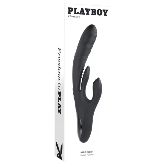 Playboy - vibrátor s klitoriálnym stimulátorom - nabíjateľný - čierny