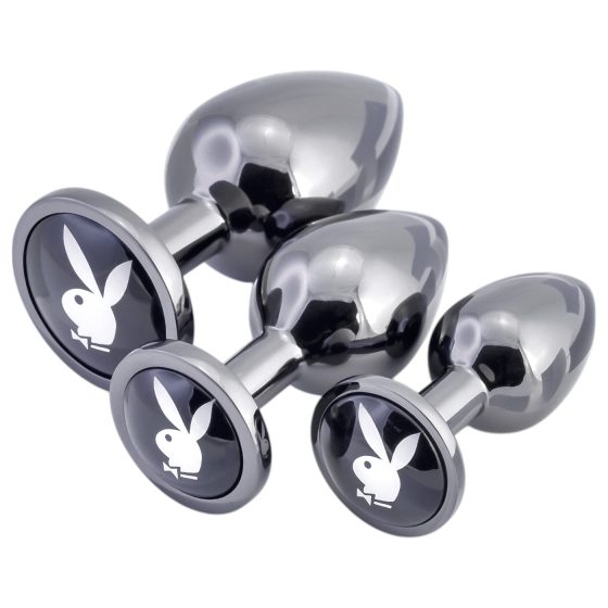 Playboy - análny plug set - 3 ks - strieborný