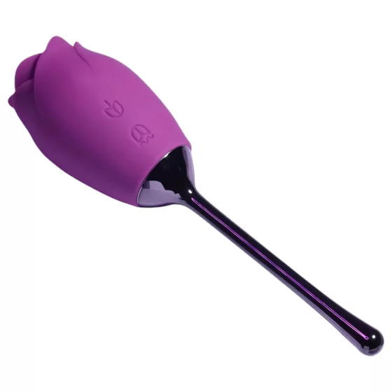 Playboy - vibrátor so stimuláciou jazykom - vodotesný, akumulátor - fialový