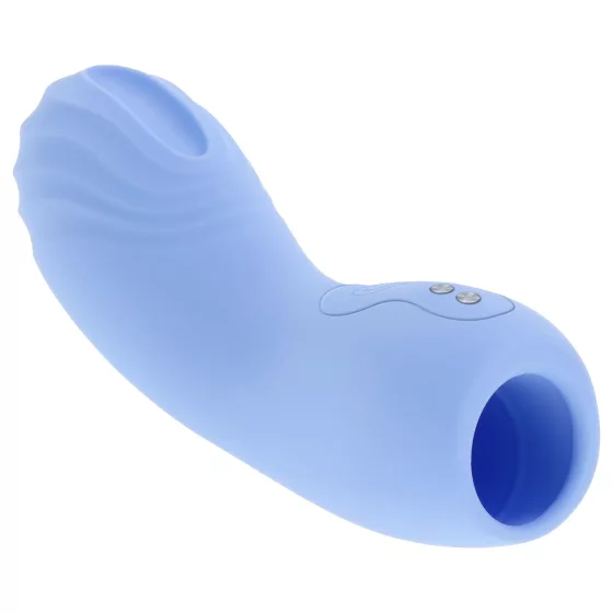 Evolved - vibračný prstový stimulátor - textúrovaný - modrý