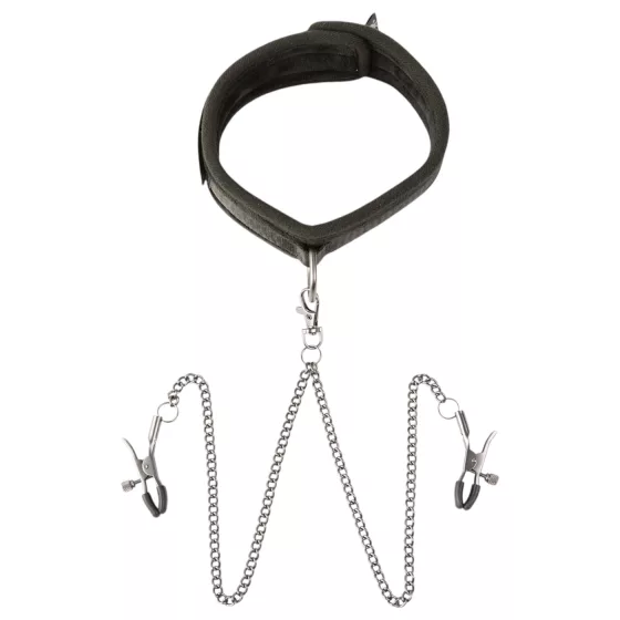 Sei Mio - obojok a svorky na bradavky - čierne