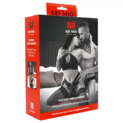 Sei Mio - nasadzovací dildo s postrojom - 15 cm - čierne