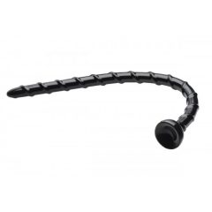   Hosed Swirl Thin Anal Snake 18 - análny vibrátor so svorkami (čierny)