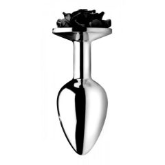   Booty Sparks Black Rose - 79g-ové hliníkové análne dildo (strieborno-čierne)