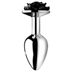   Booty Sparks Black Rose - hliníkový análny kolík (strieborno‑čierny)