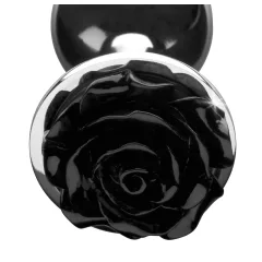   Booty Sparks Black Rose - hliníkový análny kolík (strieborno‑čierny)