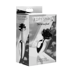  Booty Sparks Black Rose - hliníkový análny kolík (strieborno‑čierny)