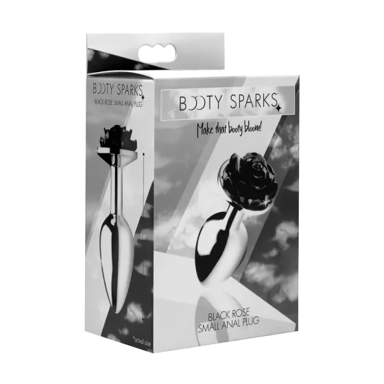 Booty Sparks Black Rose - hliníkový análny kolík (strieborno‑čierny)