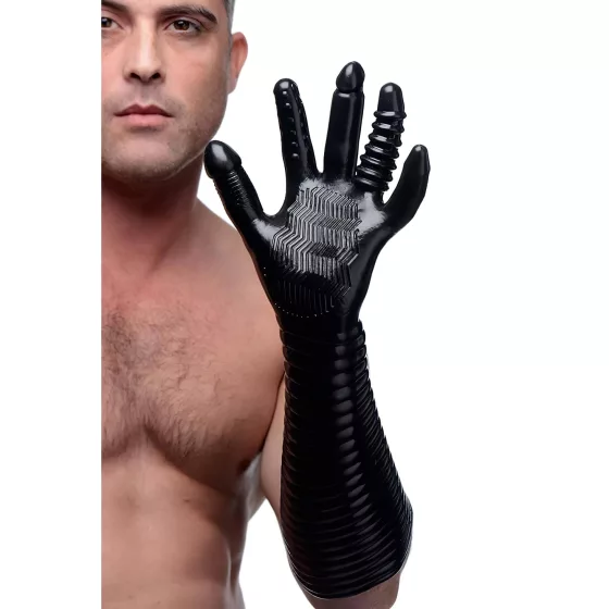 XR Brands - Pleasure Fister - textúrovaná fistingová rukavica (čierna)