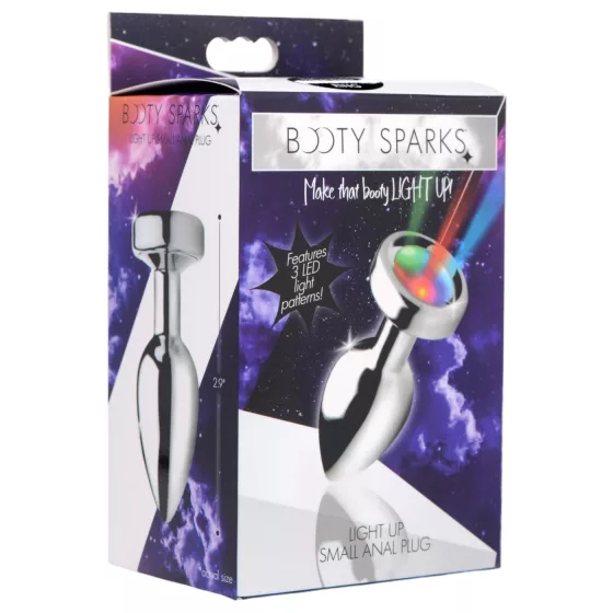Booty Sparks - análny kolík svietiaci - malý - strieborný