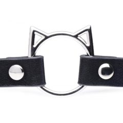   Master Series Kinky Kitty - obojok mačacia hlava s krúžkom (čierny)