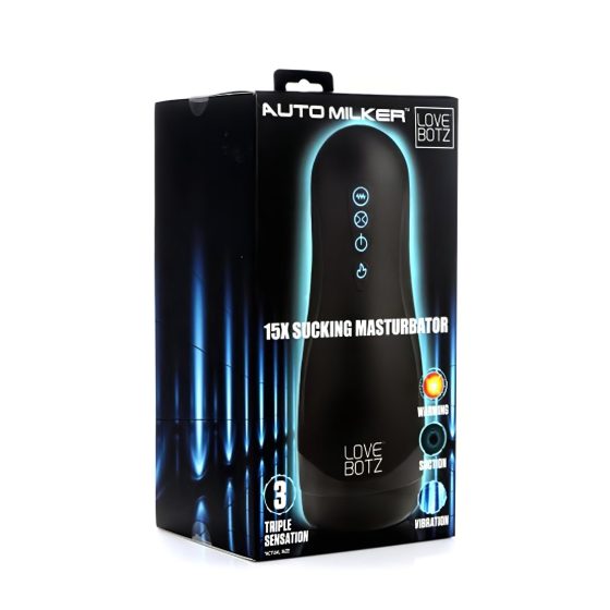 Lovebotz - automatický masturbátor s podtlakom a vibráciami - vodeodolný čierny