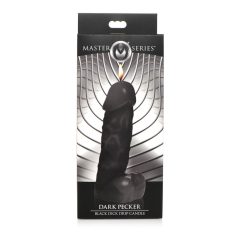   Dark Pecker - telová sviečka - penis s semenníkmi - čierna (352g)