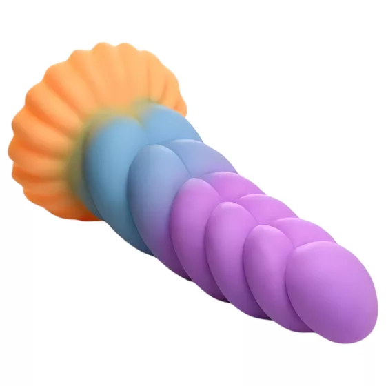 Creature Cocks Mystique - dildo jednorožec - 21 cm - fialovo-žltý