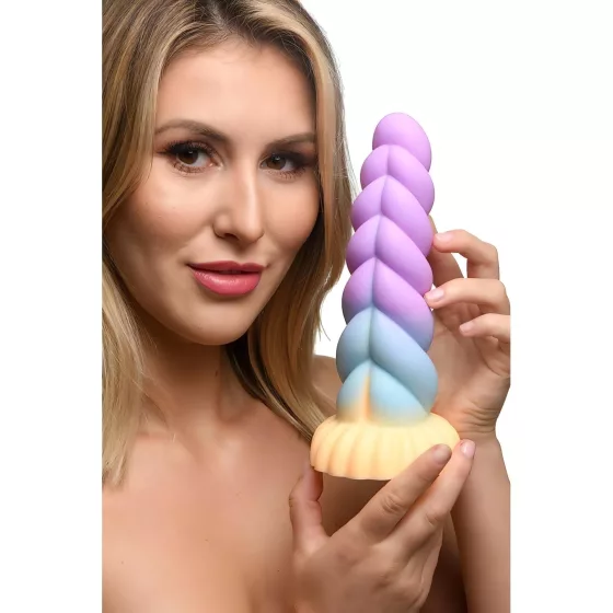 Creature Cocks Mystique - dildo jednorožec - 21 cm - fialovo-žltý