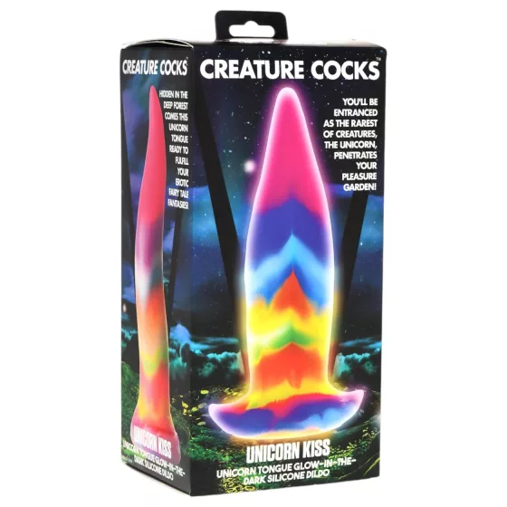 Creature Cocks - dildo s jazykom - svietiaci silikón - 21 cm