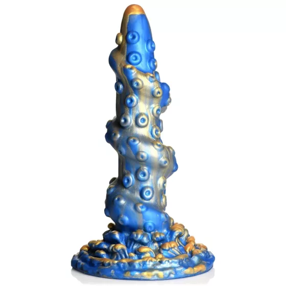 Creature Cocks Kraken - špirálové dildo v tvare chápadla - 21 cm - zlatá/modrá