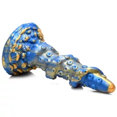   Creature Cocks Kraken - špirálové dildo v tvare chápadla - 21 cm - zlatá/modrá