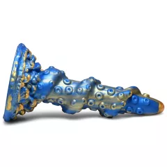  Creature Cocks Kraken - špirálové dildo v tvare chápadla - 21 cm - zlatá/modrá