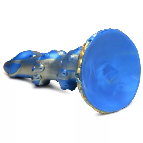 Creature Cocks Kraken - špirálové dildo v tvare chápadla - 21 cm - zlatá/modrá