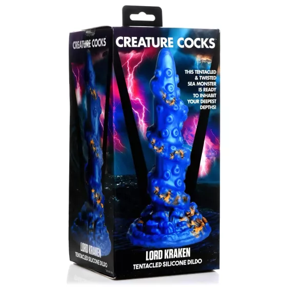 Creature Cocks Kraken - špirálové dildo v tvare chápadla - 21 cm - zlatá/modrá