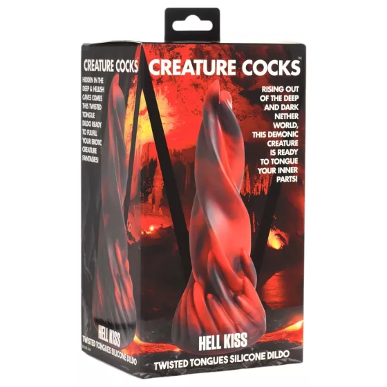 Creature Cocks Hell Kiss - skrutkovaný silikónový dildo - 19 cm - červený