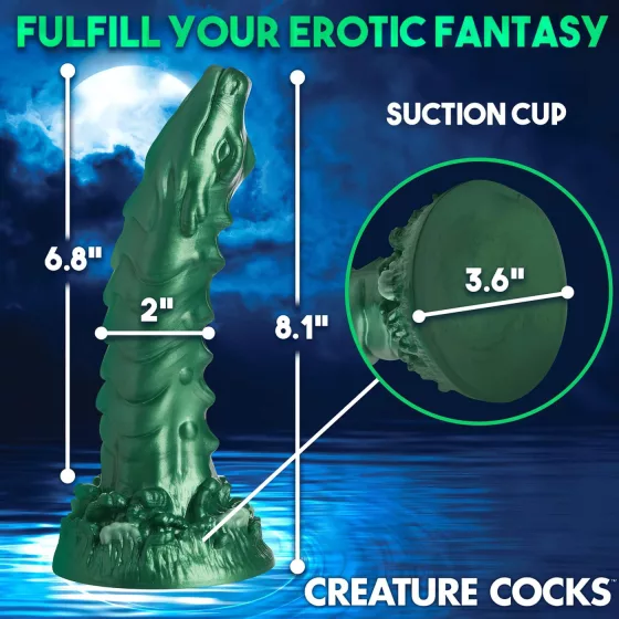 Creature Cocks Cockness Monster - realistický dildo - silikón - zelený