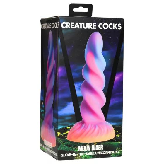 Creature Cocks Moon Rider - svietiaci jednorožec dildo - fialovo-ružová