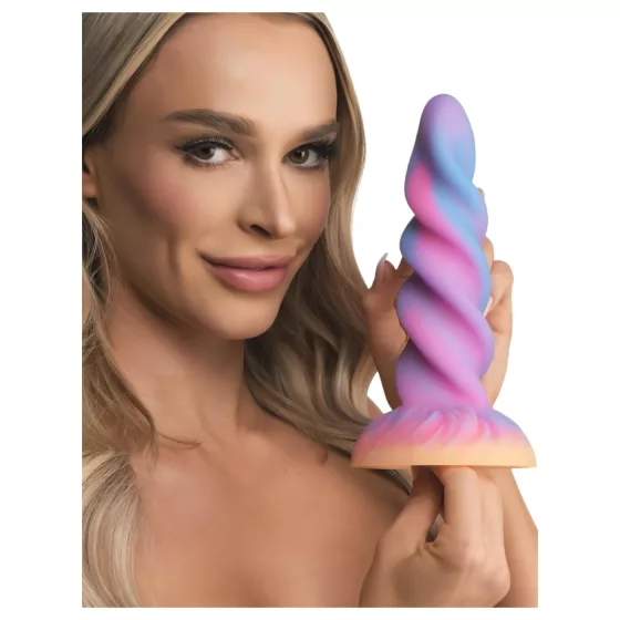 Creature Cocks Moon Rider - svietiaci jednorožec dildo - fialovo-ružová