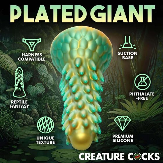 Stegosaurus Tvor – silikónové dildo - 20cm (zelené)