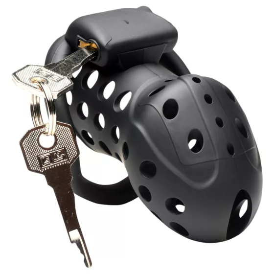 Master Series Lock Down - vetraná klietka na penis (čierna)