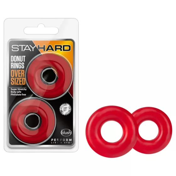 Stay Hard Donuts - sada erekčných krúžkov - červené