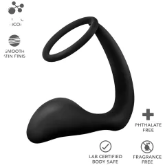   Anal Adventures Platinum - análny dildo s erekčným krúžkom - čierny