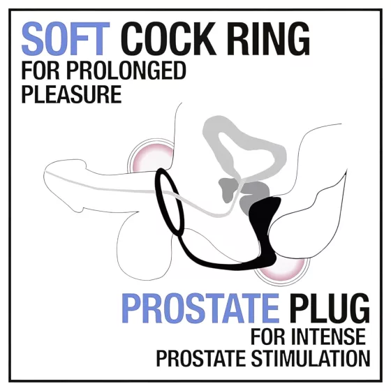 Anal Adventures Platinum - análny dildo s erekčným krúžkom - čierny