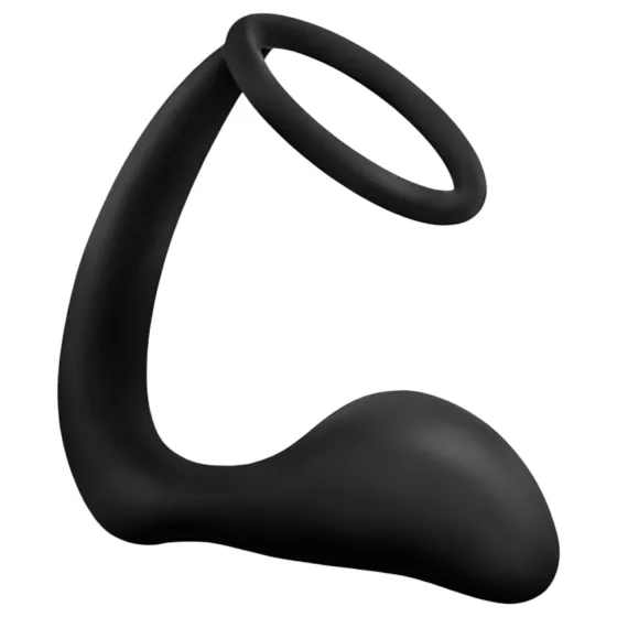 Anal Adventures Platinum - análny dildo s erekčným krúžkom - čierny