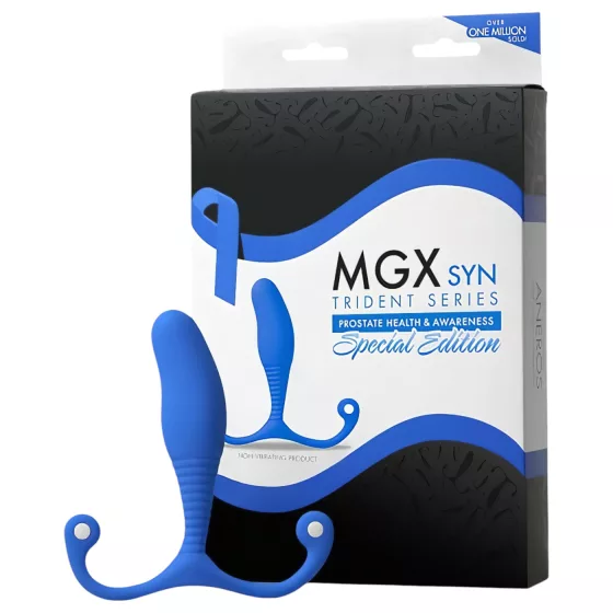 Aneros MGX Syn Trident - prostatický dildo - silikón - modrý
