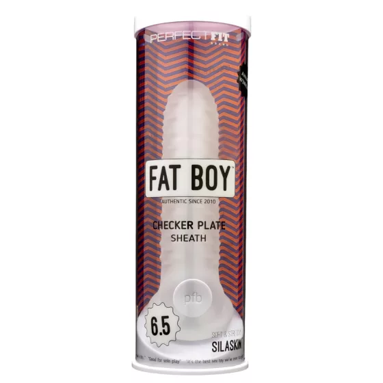 Fat Boy Checker Box - návlek na penis - 17 cm - biely