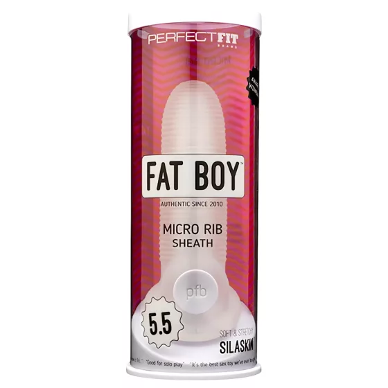 Fat Boy - návlek na penis - rebrovaný povrch - 15 cm biely