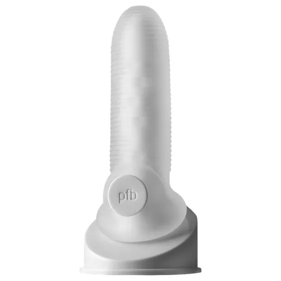 Fat Boy - návlek na penis - rebrovaný povrch - 15 cm biely