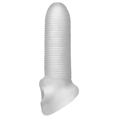 Fat Boy - návlek na penis - rebrovaný povrch - 15 cm biely