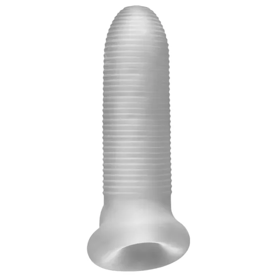 Fat Boy - návlek na penis - rebrovaný povrch - 15 cm biely