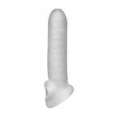   Fat Boy Micro Ribbed - návlek na penis (17 cm) - mliečne biely