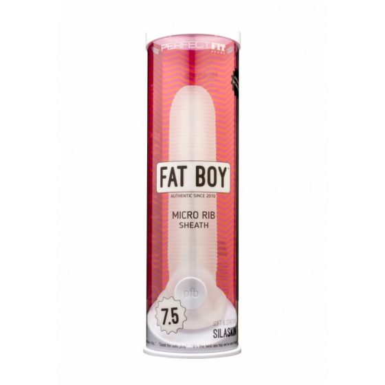 Fat Boy Micro Ribbed - návlek na penis (19 cm) - mliečne biely
