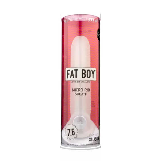 Fat Boy - návlek na penis - jemné rebrovanie - 19 cm - biely