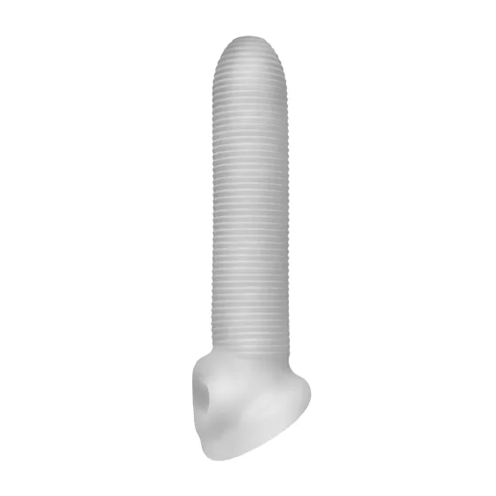 Fat Boy - návlek na penis - jemné rebrovanie - 19 cm - biely