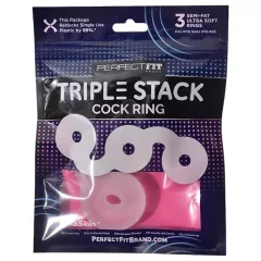 Perfect Fit Triple - erekčný krúžok sada - biely