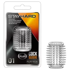   Stay Hard - dlhý tŕnitý penový krúžok na penis, návlek na penis (priehľadný)