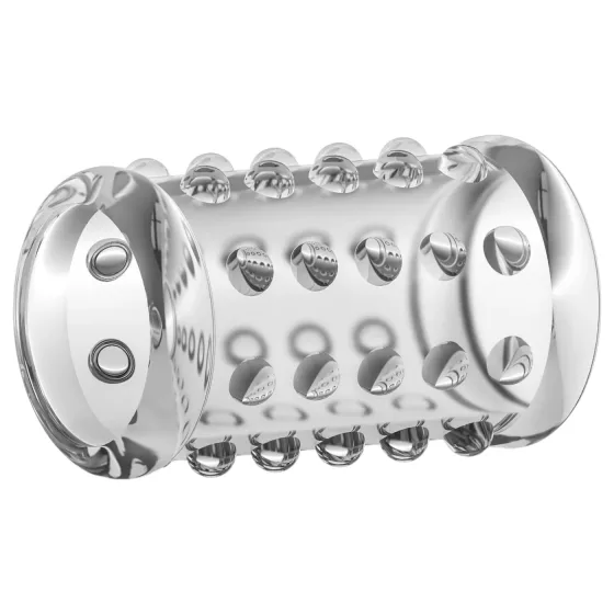 Stay Hard - erekčný krúžok s bodkami - priehľadný